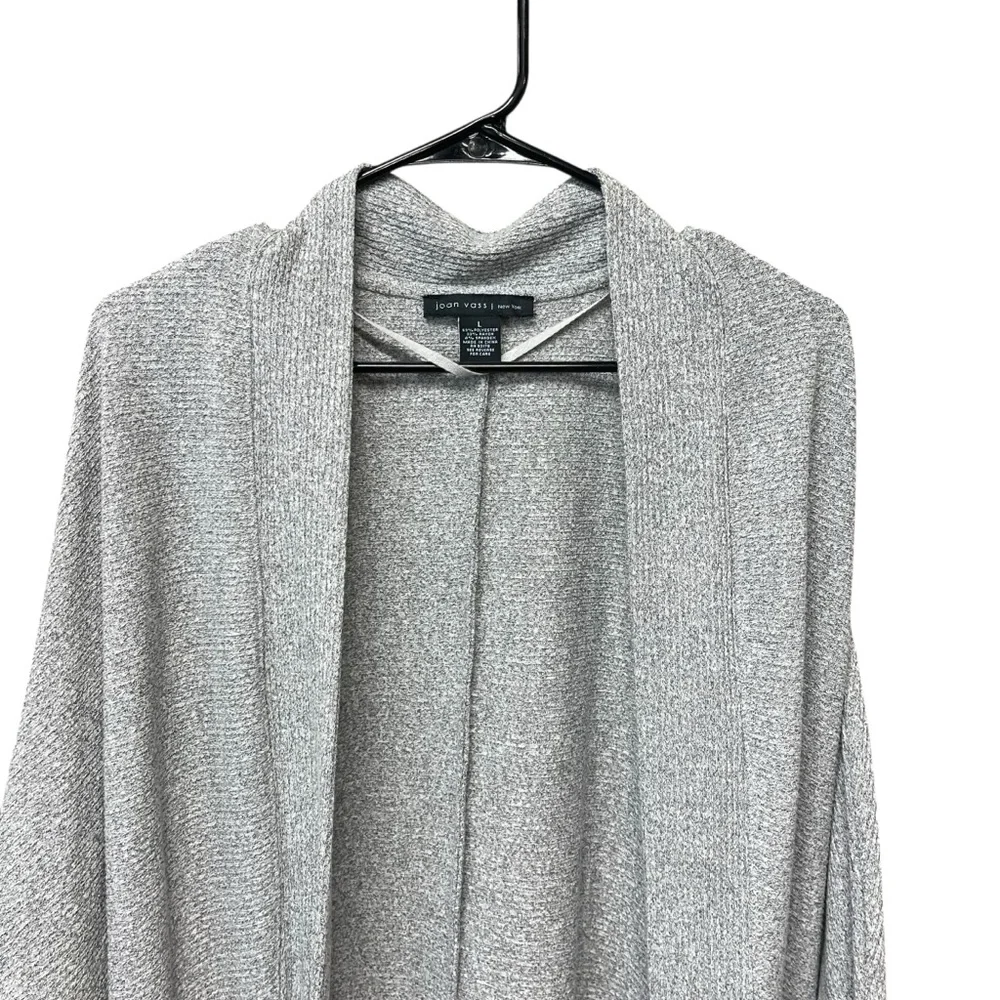 Joan Vass New York Light Gray Knit Bat Wing Cardigan Women’s Size Large - Picture 2 of 5